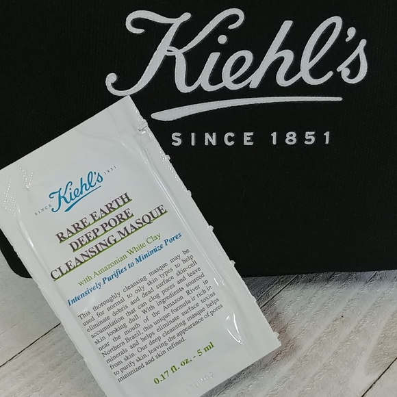NEW Kiehl's Makeup Bag w. Sample Canvas Black and White - Picture 2 of 5